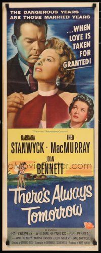 5z438 THERE'S ALWAYS TOMORROW insert '56 Fred MacMurray torn between Stanwyck & Joan Bennett!