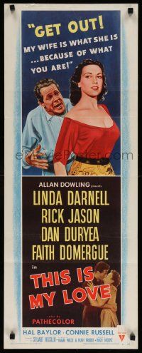 5z443 THIS IS MY LOVE insert '54 Dan Duryea hates Faith Domergue for what she did to his wife!