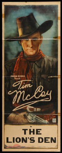 5z450 TIM MCCOY insert '30s classic cowboy holding gun, The Lion's Den, great art!