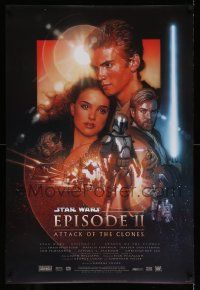 6a294 ATTACK OF THE CLONES style B DS 1sh '02 Star Wars Episode II, artwork by Drew Struzan!