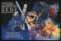 6a185 RETURN OF THE JEDI British quad '83 George Lucas classic, different art by Kirby, 27x40 size