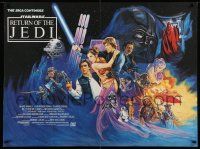 6a186 RETURN OF THE JEDI British quad '83 George Lucas classic, different art by Kirby, 30x40 size