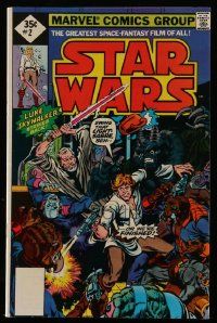6a137 STAR WARS reprint vol 1 no 2 7x10 comic book '77 Luke Skywalker Strikes Back, cool art!