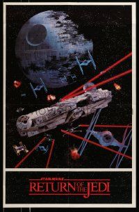 6a373 RETURN OF THE JEDI 22x34 commercial poster '83 huge space battle in front of the Death Star!