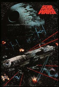 6a376 RETURN OF THE JEDI 24x36 commercial poster '91 image of the Millennium Falcon in battle!
