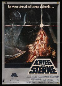 6a127 STAR WARS German '77 George Lucas sci-fi epic, classic artwork by Tom Jung!
