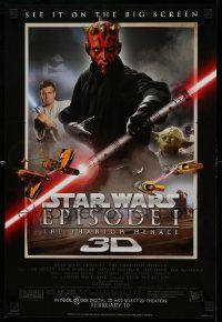 6a326 PHANTOM MENACE style A mini poster R12 Star Wars EpI in 3-D, different image of Darth Maul!