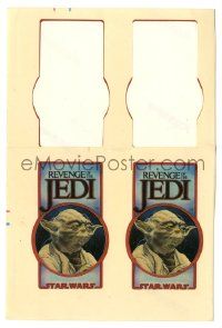 6a074 RETURN OF THE JEDI 5x8 Spanish sticker sheet '83 Master Yoda w/Revenge of the Jedi title!