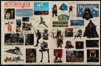 6a177 RETURN OF THE JEDI 11x17 sticker sheet '82 Hi-C tie-in promotion w/images from the movie!