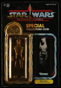 6a438 RETURN OF THE JEDI Kenner action figure '85 Han Solo in carbonite w/ coin, Power of the Force!
