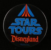 6a076 STAR TOURS 3x3 button '86 Star Wars at Disneyland, cool blue & red design!