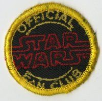 6a065 STAR WARS FAN CLUB 2x2 patch '70s red title over black background & yellow letters & border!