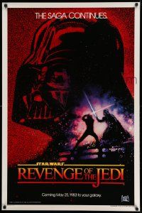 6a272 RETURN OF THE JEDI dated teaser 1sh '83 George Lucas' Revenge of the Jedi, Drew art!