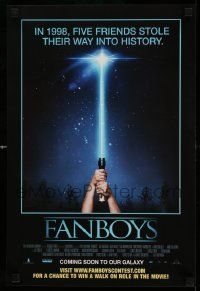6a322 FANBOYS mini poster '09 Kyle Newman, cool wacky hands holding toy lightsaber parody image!