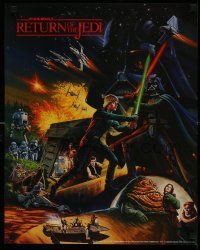 6a329 RETURN OF THE JEDI 2-sided 18x22 special '83 Keely art of Luke vs Vader battle, Hi-C promo!