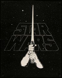 6a344 STAR WARS bootleg 22x28 special '77 George Lucas' sci-fi classic, art of hands & lightsaber!