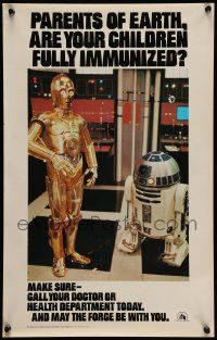 6a351 STAR WARS HEALTH DEPARTMENT POSTER 14x22 special '77 C3P0 & R2D2, make sure!