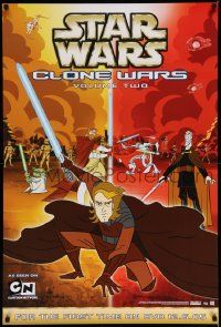 6a316 STAR WARS: CLONE WARS 27x40 video poster '05 cartoon art of Obi-Wan and Anakin, volume 2!