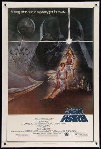 6a004 STAR WARS linen style A second printing 1sh '77 George Lucas sci-fi epic, art by Tom Jung!