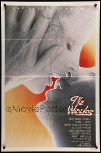 6b045 9 1/2 WEEKS 1sh '86 Mickey Rourke, Kim Basinger, sexiest close up kissing image!