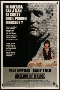6b047 ABSENCE OF MALICE 1sh '81 Paul Newman, Sally Field, Sydney Pollack, cool design!