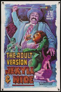 6b051 ADULT VERSION OF JEKYLL & HIDE 1sh '73 a tale of hex & sex, rated-X, wild horror art!