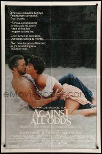 6b057 AGAINST ALL ODDS 1sh '84 Jeff Bridges makes out with Rachel Ward on the beach!
