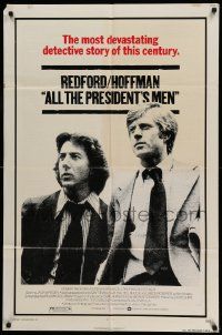 6b063 ALL THE PRESIDENT'S MEN 1sh '76 Dustin Hoffman & Robert Redford as Woodward & Bernstein!