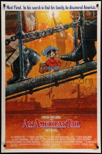 6b068 AMERICAN TAIL style A 1sh '86 Steven Spielberg, Don Bluth, art of Fievel the mouse by Struzan