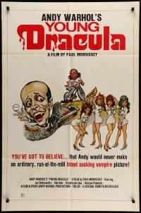 6b071 ANDY WARHOL'S DRACULA 1sh R76 cool art of vampire Udo Kier as Dracula by Barr!