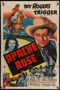 6b073 APACHE ROSE 1sh R52 great images of cowboy Roy Rogers & Dale Evans!