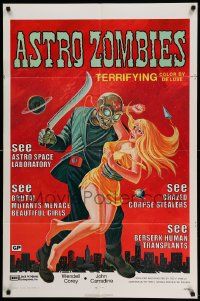 6b079 ASTRO-ZOMBIES 1sh R71 great wild art of creature holding sexy woman and machete!