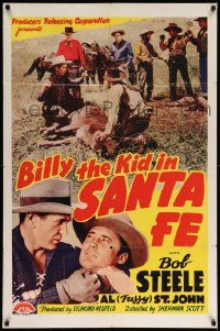 6b113 BILLY THE KID IN SANTA FE 1sh '41 Bob Steele as Billy, Al 'Fuzzy' St. John!