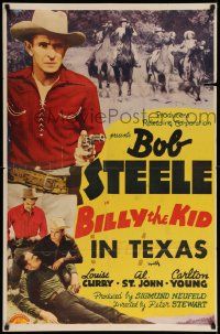 6b114 BILLY THE KID stock 1sh '40s Bob Steele, Al 'Fuzzy' St. John, In Texas!