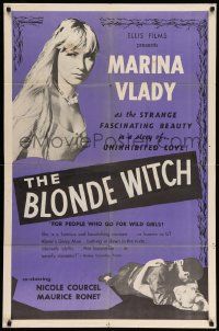 6b123 BLONDE WITCH 1sh '55 Nicole Courcel, close-up of sexy sorceress Marina Vlady!