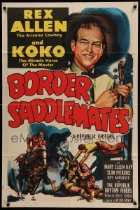 6b134 BORDER SADDLEMATES 1sh '52 Rex Allen & Koko against a ruthless bunch of border bandits!