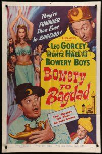 6b139 BOWERY TO BAGDAD 1sh '54 wacky Bowery Boys Leo Gorcey & Huntz Hall + sexy bellydancer!