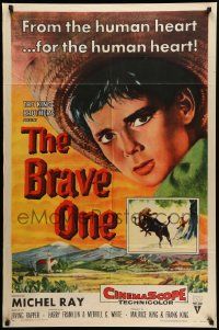 6b141 BRAVE ONE style A 1sh '56 Irving Rapper directed western, written by Dalton Trumbo!