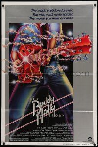 6b150 BUDDY HOLLY STORY style B 1sh '78 Gary Busey great art of electrified guitar, rock 'n' roll!