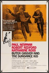 6b158 BUTCH CASSIDY & THE SUNDANCE KID style B 1sh '69 Paul Newman, Robert Redford, Katharine Ross!