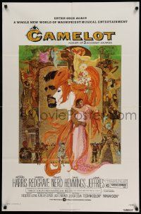6b166 CAMELOT 1sh R73 Richard Harris as King Arthur, Vanessa Redgrave as Guenevere, Bob Peak art!