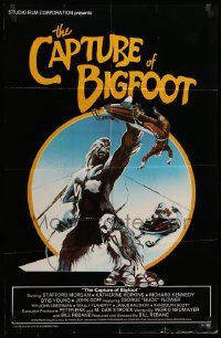 6b174 CAPTURE OF BIGFOOT 25x35 1sh '79 Stafford Morgan, cool artwork of giant creature on rampage!