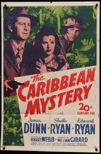 6b175 CARIBBEAN MYSTERY 1sh '45 James Dunn, Sheila Ryan & Edward Ryan in the topical jungle!