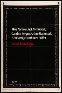 6b176 CARNAL KNOWLEDGE 1sh '71 Jack Nicholson, Candice Bergen, Art Garfunkel, Ann-Margret!