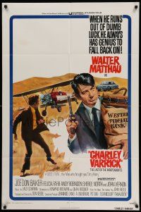 6b182 CHARLEY VARRICK 1sh '73 Walter Matthau in Don Siegel crime classic!
