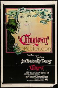 6b187 CHINATOWN 1sh '74 art of Jack Nicholson & Faye Dunaway by Jim Pearsall, Polanski