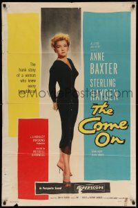 6b197 COME ON 1sh '56 full-length image of very sexy bad girl Anne Baxter!
