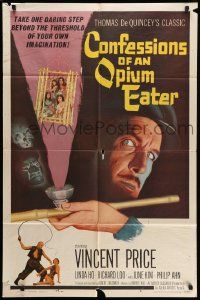 6b199 CONFESSIONS OF AN OPIUM EATER 1sh '62 Vincent Price, cool artwork of drugs & caged girls!
