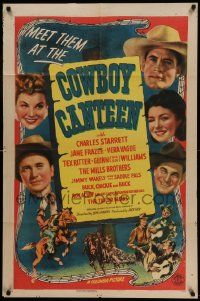 6b207 COWBOY CANTEEN 1sh '44 Charles Starrett, Jane Frazee, western musical!