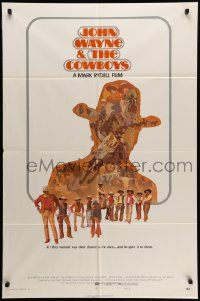 6b208 COWBOYS style B 1sh '72 John Wayne & the Cowboys, cool Craig Nelson western art!